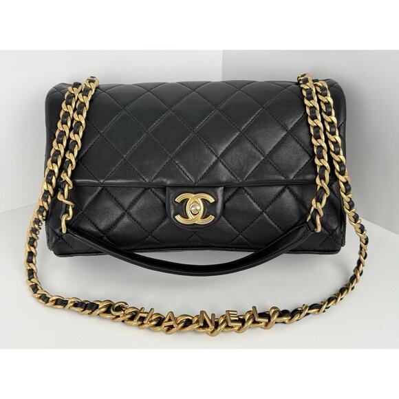 Chanel Timeless Classic Flap Medium Quilted Leather Shoulder Bag Black with Gold - Picture 1 of 16